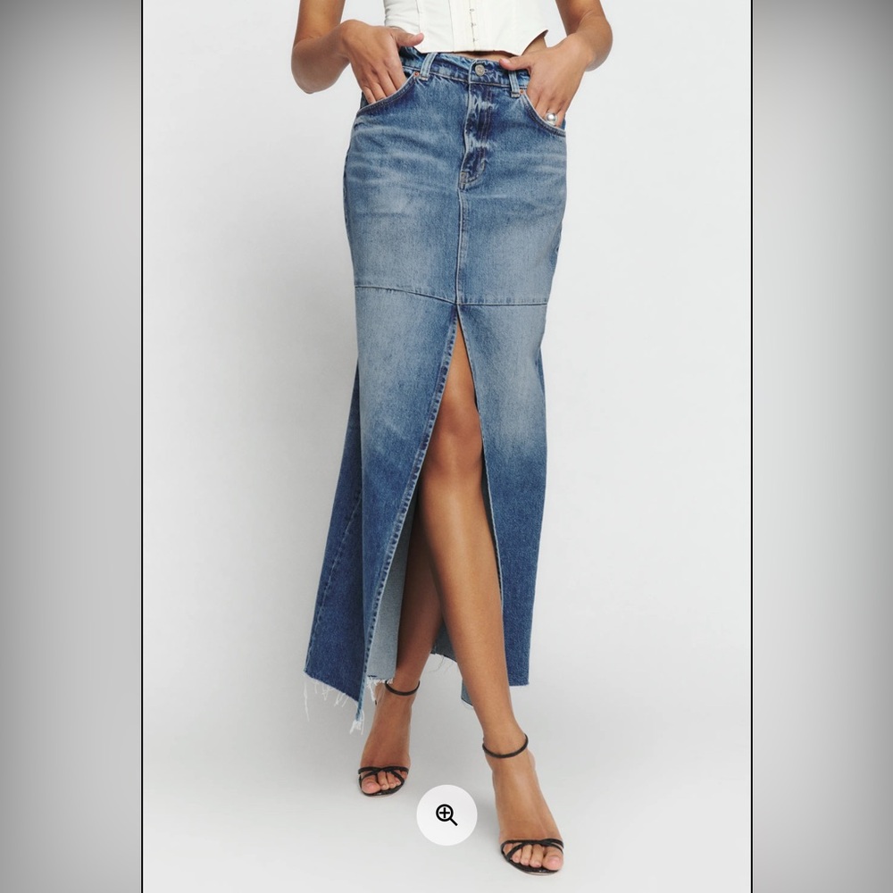 Reformation Tazz Maxi Denim Skirt Blue - Size 25
